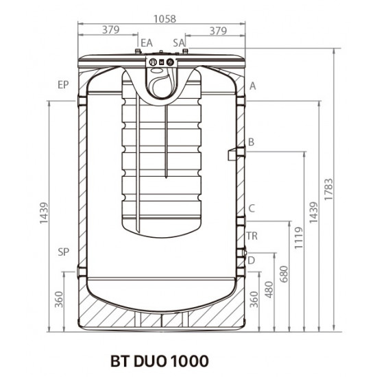 Domusa BT DUO 1000/190 puffer tartály fűtésre, és használati melegvíz ellátásra