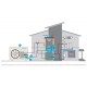 9 kW-os Levegő-Víz hőszivattyús rendszer fűtésre, hűtésre, használati melegvíz ellátásra kisebb épületekbe, helytakarékos kompakt tartállyal komplett beüzemeléssel 