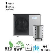 6 kW-os 1 fázisú Levegő-Víz hőszivattyús rendszer fűtésre, hűtésre, komplett beüzemeléssel   