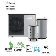 6 kW-os 1 fázisú Levegő-Víz hőszivattyús rendszer fűtésre, és vagy hűtésre, használati melegvíz ellátásra komplett beüzemeléssel
