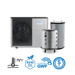 6 kW-os magas hőmérsékletű Levegő-Víz hőszivattyús rendszer fűtés, hűtés, és használati melegvíz ellátásra komplett beüzemeléssel   