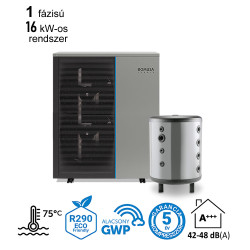 16 kW-os 1 fázisú magas hőmérsékletű Levegő-Víz hőszivattyús készülék csomag fűtésre, hűtésre, fagyállós védelemmel 