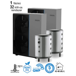 32 kW-os 1 fázisú magas hőmérsékletű Levegő-Víz hőszivattyús rendszer fűtésre, hűtésre, komplett beüzemeléssel   