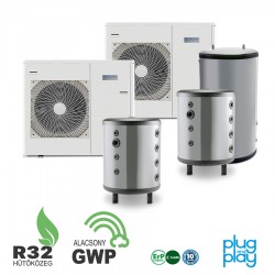 24 kW-os 1 fázisú Levegő-Víz hőszivattyús rendszer fűtés, hűtés, és használati melegvíz ellátásra komplett beüzemeléssel 