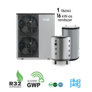 16 kW-os 1 fázisú Levegő-Víz hőszivattyús rendszer fűtés, hűtés, és használati melegvíz ellátásra komplett beüzemeléssel 