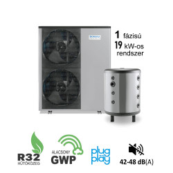 19 kW-os 1 fázisú Levegő-Víz hőszivattyús készülék csomag fűtésre, hűtésre fagyállós védelemmel   